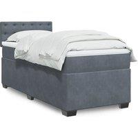 Box Spring Bed with Mattress Dark Grey 100x200 cm Velvet