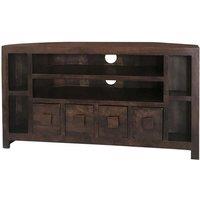 Jaipur Furniture Ltd Plus Corner TV Unit - Mango Wood - L43 x W104 x H55 cm - Dark Finish in Brown
