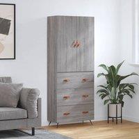Berkfield Home Highboard Grey Sonoma 69.5x34x180 cm Engineered Wood