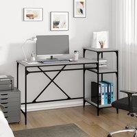 Berkfield Home Desk with Shelves Grey Sonoma 135x50x90 cm Engineered Wood&Iron | Size: 135 x 50 x 90 cm