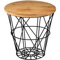 Jaipur Furniture Ltd Ravi Iron Base Solid Wood Top Side Table - L50 x W50 x H50 cm - Mango Light Finish in Brown