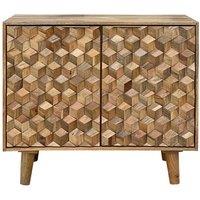 Jaipur Furniture Ltd Geometric Small Sideboard - Mango Wood - L45 x W93 x H77 cm - Mango Light Finish in Brown