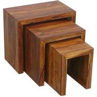 Jaipur Furniture Ltd Cube Nest Tables - Sheesham Wood - L30 x W50 x H45 cm - Honey Dark Finish in Brown