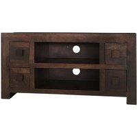 Jaipur Furniture Ltd Plazma TV Unit 4 Drawer - Mango Wood - L40 x W110 x H55 cm - Dark Finish in Brown