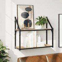 Berkfield Home 2-Tier Wall Shelf Sonoma Oak 60x21x51 cm Engineered Wood in Brown | Size: 60 x 21 x 51 cm