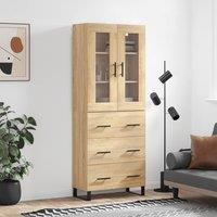 Berkfield Home Highboard Sonoma Oak 69.5x34x180 cm Engineered Wood in Brown