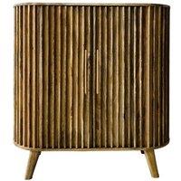 Jaipur Furniture Ltd Slated 2 Door Highboard Cabinet - Mango Wood - L45 x W106.5 x H110 cm - Light Finish - Assembly Required in Brown