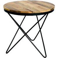 Jaipur Furniture Ltd Ravi Star Leg Round Side Table - Mango Wood/Iron - L51 x W51 x H50 cm - Mango Light Finish in Brown