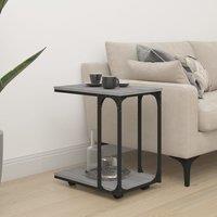 Berkfield Home Side Table with Wheels Grey Sonoma 50x35x55.5cm Engineered Wood | Size: 50x35x55.5 cm