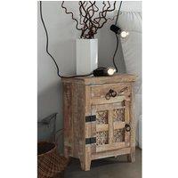 Jaipur Furniture Ltd Aravali Bedside Table Right (ARA-208-L) - Mango Wood - L33 x W51 x H71 cm - Distress Finish in Brown