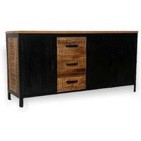 Jaipur Furniture Ltd Induse Large Sideboard - Mango Wood/Iron - L42 x W160 x H78 cm - PP Sawn Finish in Black