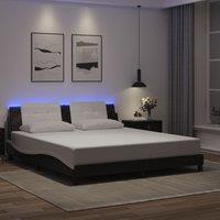 Berkfield Home Bed Frame with LED without Mattress Black & White 180x200 cm Super King