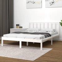 Bed Frame White Solid Wood Pine 120x190 cm Small Double