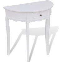 Console Table with Drawer Half-round White