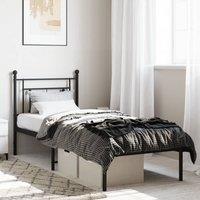 Berkfield Home Metal Bed Frame without Mattress with Headboard Black 75x190cm | Size: 75x190 cm