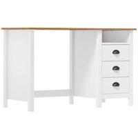 Berkfield Home Desk Hill with 3 Drawers 120x50x74 cm Solid Pine Wood in White | Size: 120 x 50 x 74 cm