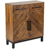 Jaipur Furniture Ltd Parquet 2 Door 1 Drawer Cabinet - Mango Wood/Iron - L30 x W80 x H90 cm - PP Finish in Brown