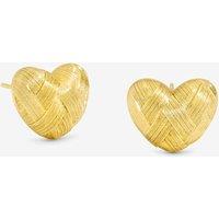 Inicio Women's Gold Plated Brushed Heart Studs - Gift Pouch