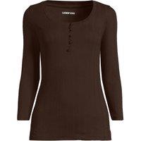 Lands' End Women's Three-Quarter Sleeve Henley Top in Dark Brown | Size: 14-16
