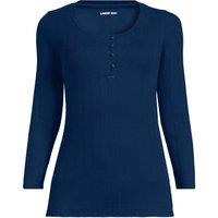Lands' End Women's Three-Quarter Sleeve Henley Top in Navy | Size: 14-16