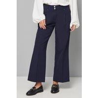Wallis Women's Petite Navy Smart Wide Leg Trousers | Size: 16