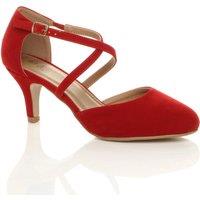 AJVANI Women's High Heel Crossed Straps 2 Part Heels in Red | Size: 4