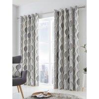 Fusion 'Lennox' Modern Geo Print Eyelet Curtains in Grey | Size: 117 cm width x 137 cm drop