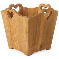 Melody Maison Mango Wood Bin With Heart Cut Out in Natural