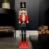 Samuel Alexander 50cm Wooden Nutcracker Soldier Christmas Countdown Decoration in Red