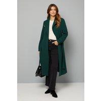 Wallis Women's Double Crepe Wrap Belted Coat in Green | Size: 16