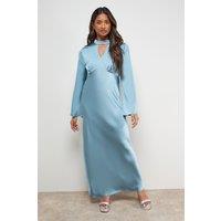 Oasis Women's Satin Cut Out Flare Sleeve Bias Midi Dress in Powder Blue | Size: 12