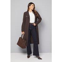Wallis Women's Double Crepe Wrap Belted Coat in Chocolate | Size: 18