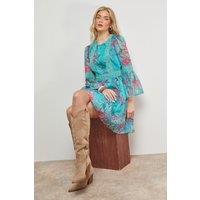 Oasis Women's Lace Trim Fluted Sleeve Mini Prom Dress in Floral | Size: 12