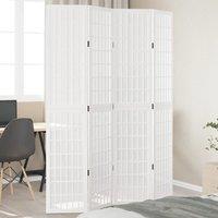 Berkfield Home Room Divider 4 Panels White Solid Wood Paulownia