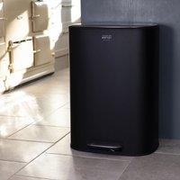 Charles Bentley 50L Black Pedal Kitchen Bin Rubbish Bin Waste Bin Pedal Bin
