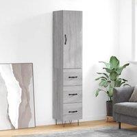 Berkfield Home Highboard Grey Sonoma 34.5x34x180 cm Engineered Wood