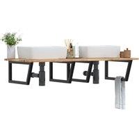 Berkfield Home Basin Shelf Wall Mounted Steel & Solid Wood Acacia in Brown