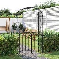 Berkfield Home Garden Arch with Gate Black 108x45x235 cm Steel | Size: 108 x 45 x 235 cm