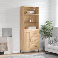Berkfield Home Highboard Sonoma Oak 69.5x34x180 cm Engineered Wood in Brown