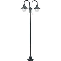 Berkfield Home Garden Post Light E27 220 cm Aluminium 2-Lantern Dark Green