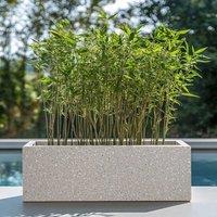 Woven Wood 100cm Zinc Galvanised White Stone Textured Trough Planter