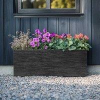 Woven Wood 75cm Zinc Hand Finished Brushed Black & Silver Trough Planter