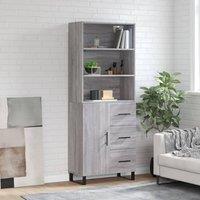 Berkfield Home Highboard Grey Sonoma 69.5x34x180 cm Engineered Wood