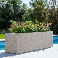 Woven Wood 75cm Zinc Galvanised White Stone Textured Trough Planter