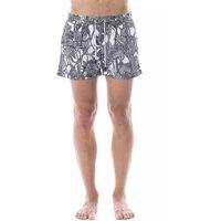 Floral Print Swim Trunks- Black And White Swimwear
