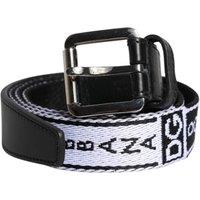 Dolce & Gabbana Men's Black White Printed Metal Logo Buckle Belt in True Black | Size: 40