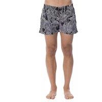 Floral Print Swim Trunks- Black And White Swimwear