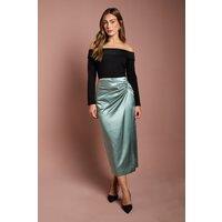 Coast Women's Satin Wrap Midi Skirt in Green | Size: 10