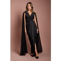 Coast Women's Satin Cape Sleeve Maxi Dress in Black | Size: 12