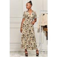 Jolie Moi Women's Wrap Front Jersey Maxi Dress in Cream | Size: 8